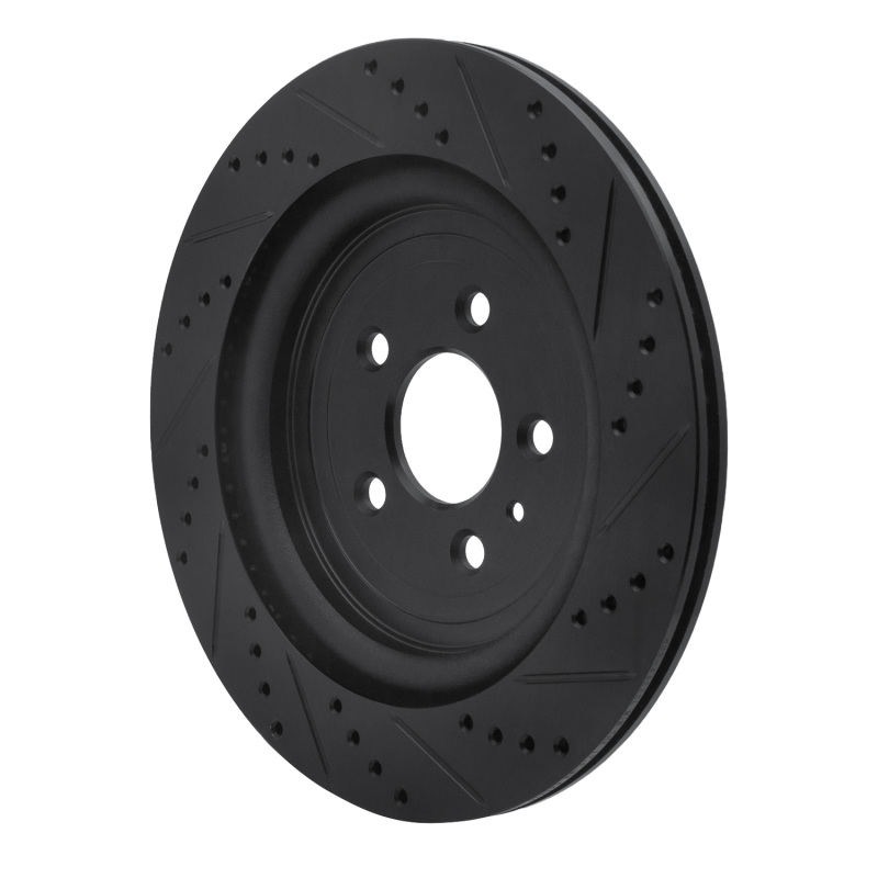 Ford Police Interceptor Sedan Brake Rotor (1) - Rear Left - R1 Concepts - Drilled & Slotted - Black - `13-`19